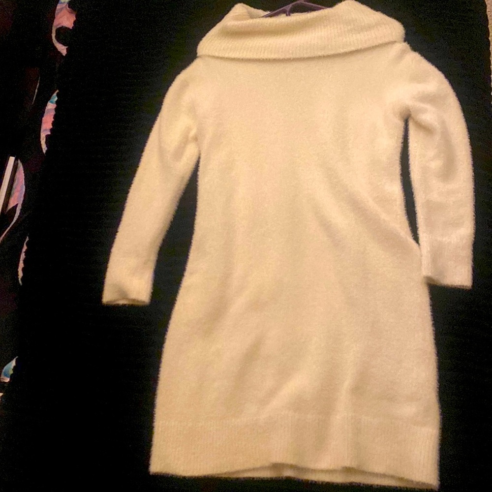 Banana Republic Eyelash Sweater Dress in White